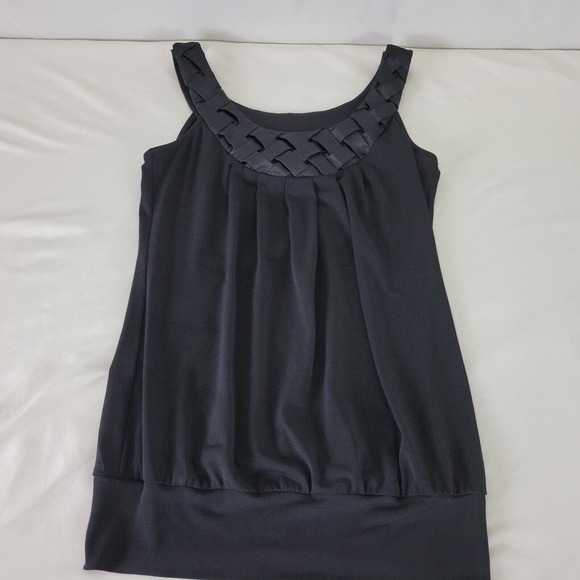 Heart Soul Womens Blouse Extra Small READ Top Black Sleeveless Scoop Neck Shirt - Picture 3 of 9